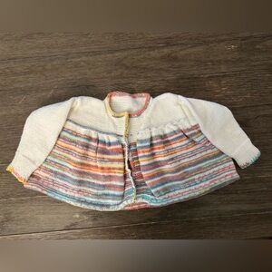Handknit Acrylic Baby Cardigan with Multicolor Stripes - 12 to 18 months